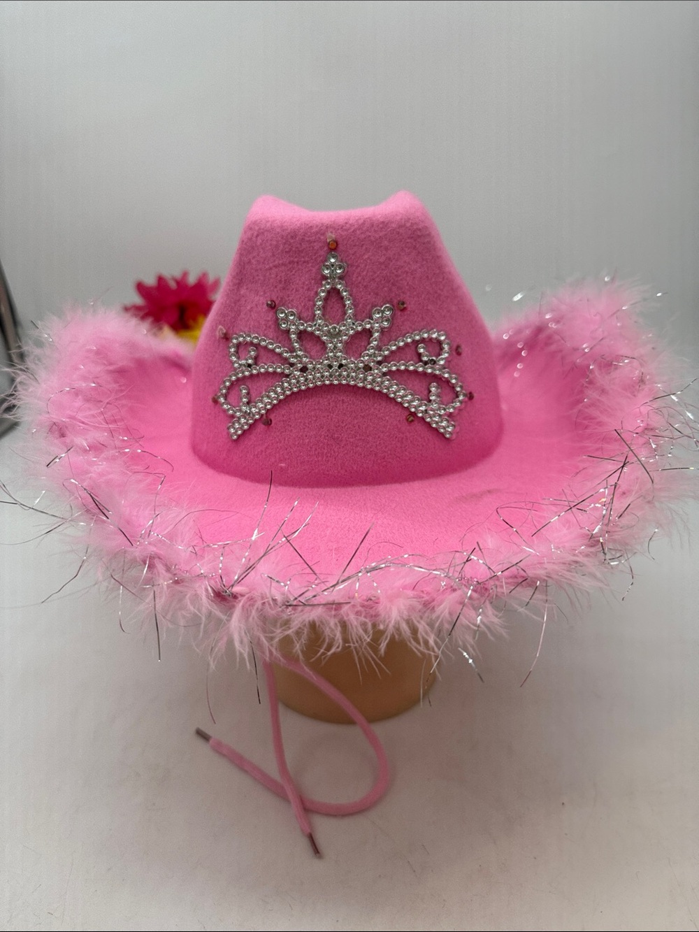 Pink Princess Cowgirl Hat with Rhinestone Tiara